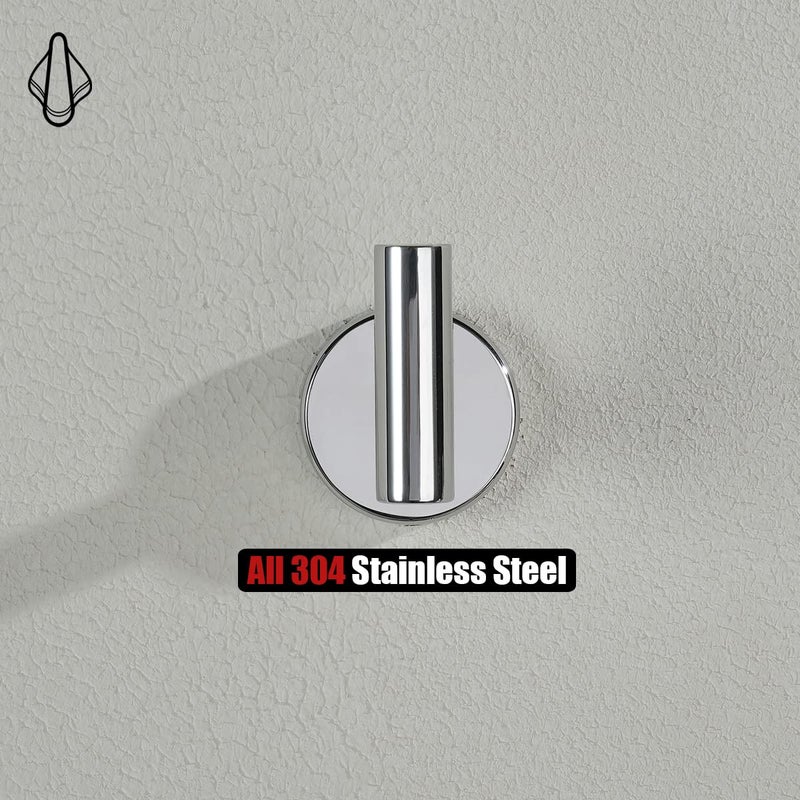 JQK Chrome Bathroom Towel Hook, 304 Stainless Steel Coat Robe Clothes Hook for Bathroom Kitchen Garage Wall Mounted (Pack of 2), TH100-CH-P2 - Image 5